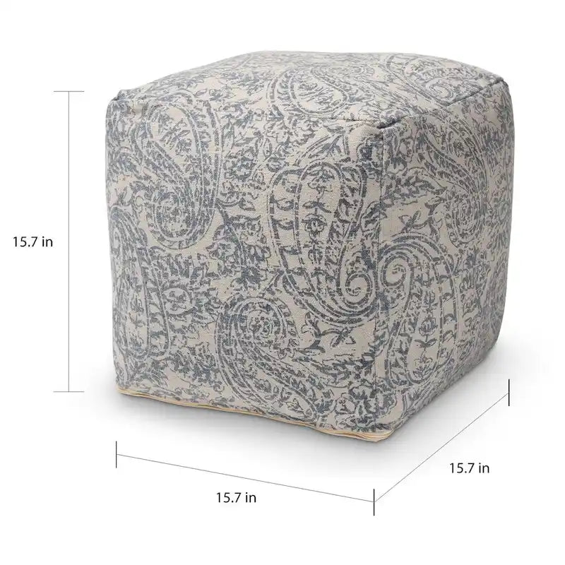 Handgewebter Pouf im Paisley-Muster
