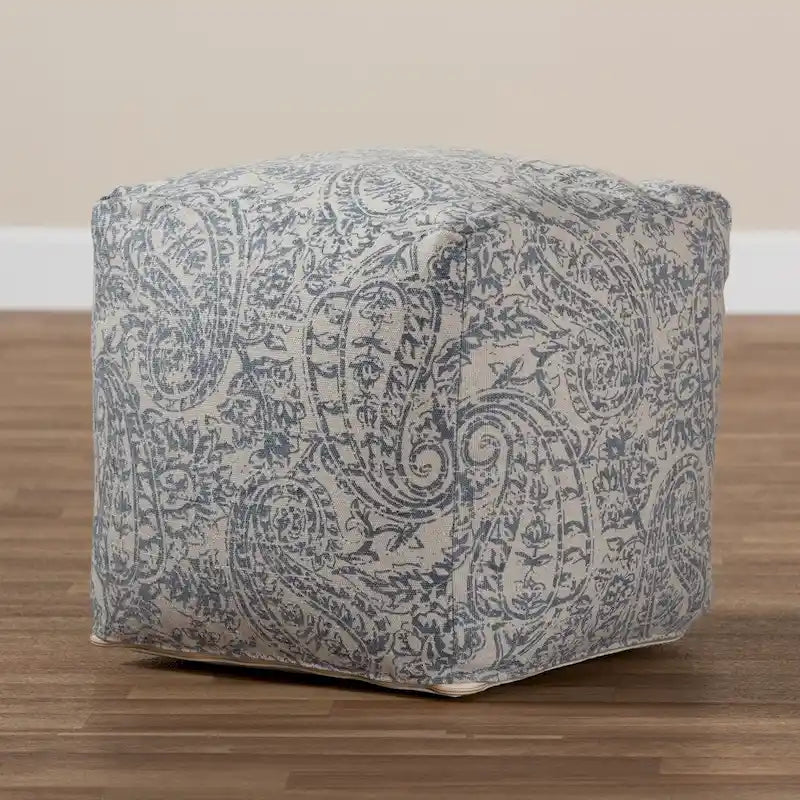 Handgewebter Pouf im Paisley-Muster