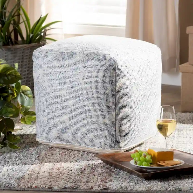 Handgewebter Pouf im Paisley-Muster