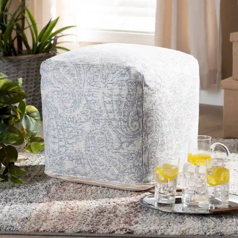 Handgewebter Pouf im Paisley-Muster