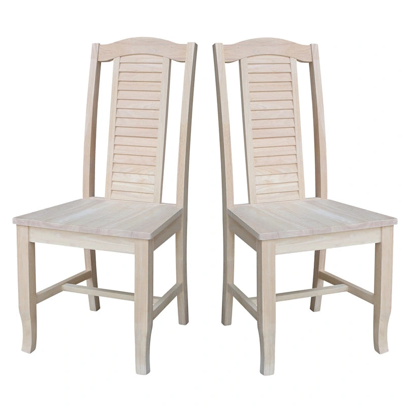 Solid Wood Seaside Dining Chairs - Set of Two