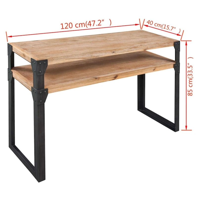 Massivholz-Konsolentisch aus Akazie mit Ablage, 120 cm