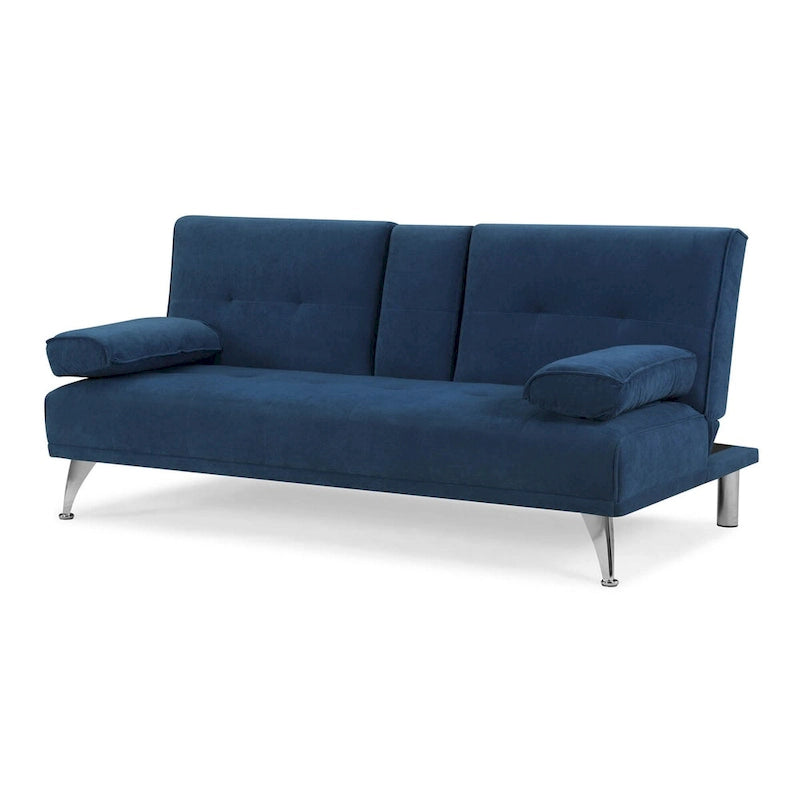 Futon-Schlafsofa mit Getränkehaltern, Marineblau, Einzelbett