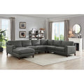 Ecksofa mit Ottomane aus Spaltleder