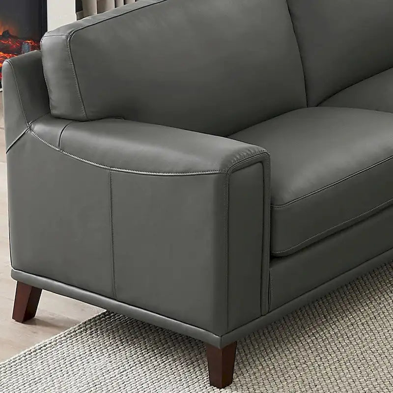 Ecksofa mit Ottomane aus Spaltleder