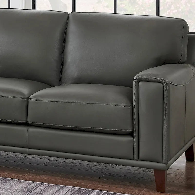 Ecksofa mit Ottomane aus Spaltleder