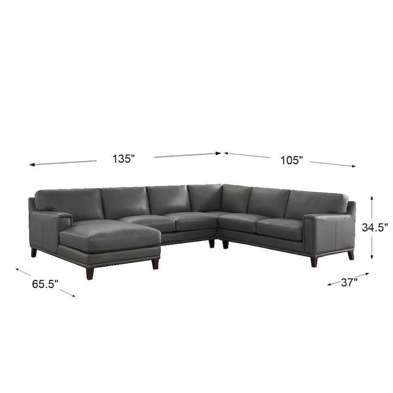 Ecksofa mit Ottomane aus Spaltleder