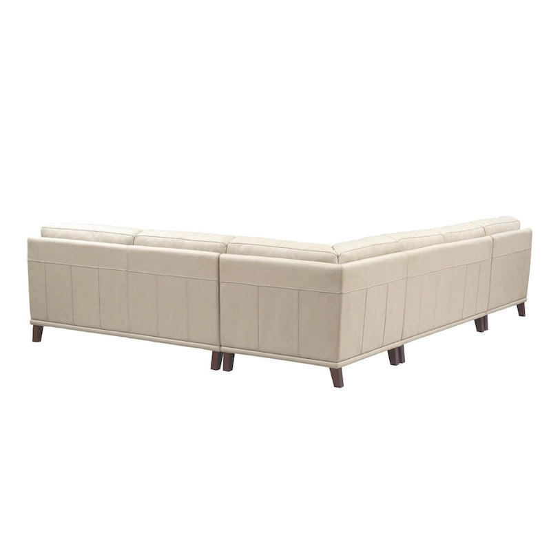 Ecksofa mit Ottomane aus Spaltleder