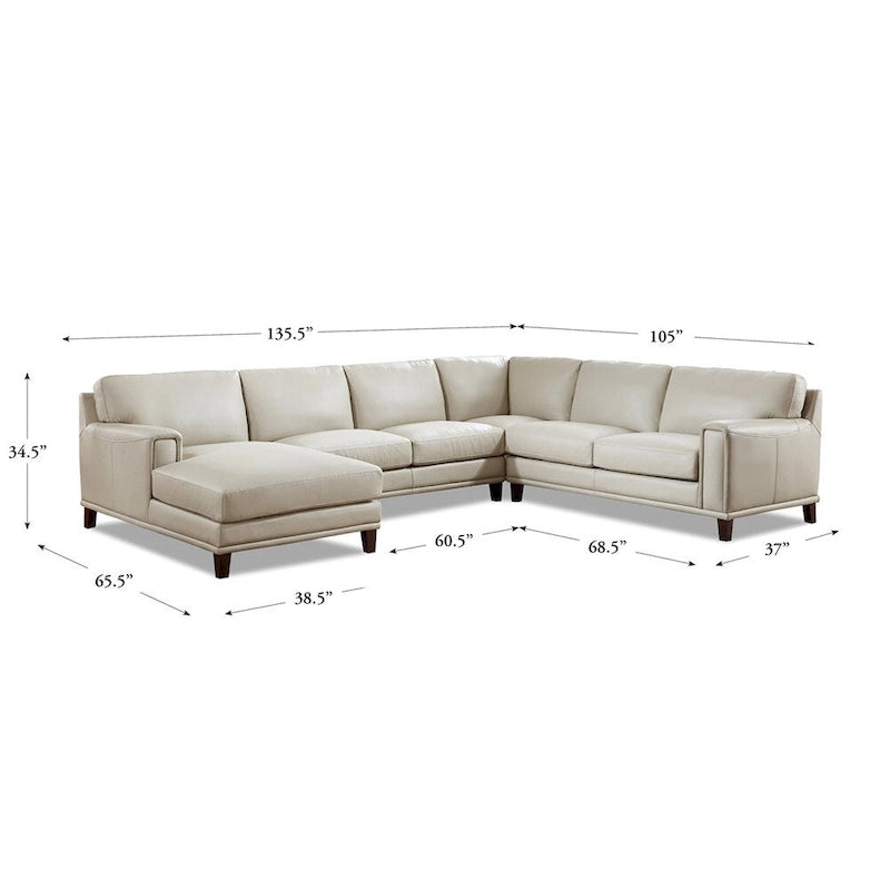 Ecksofa mit Ottomane aus Spaltleder