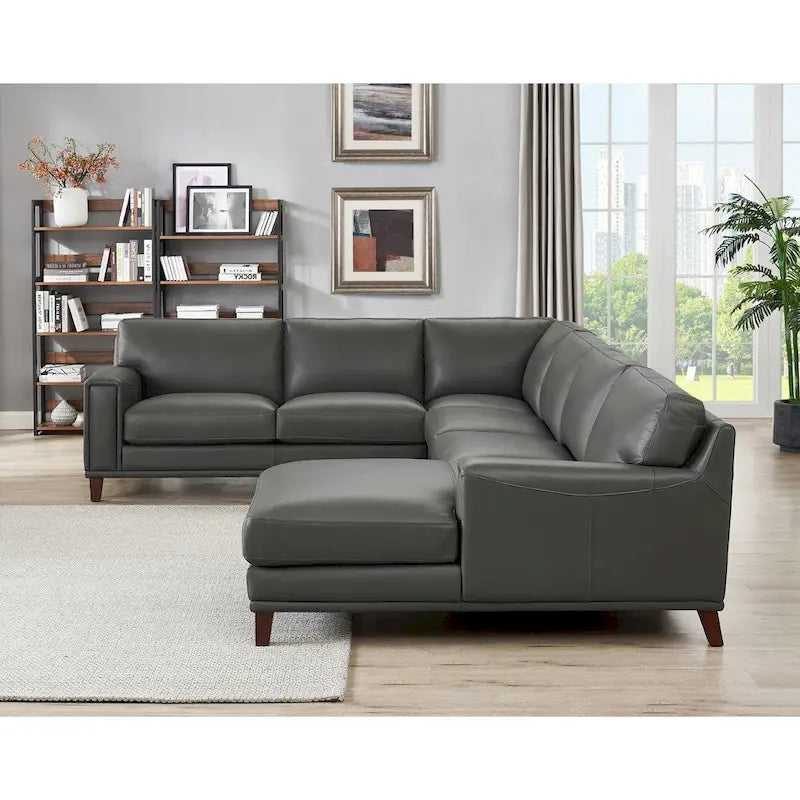 Ecksofa mit Ottomane aus Spaltleder