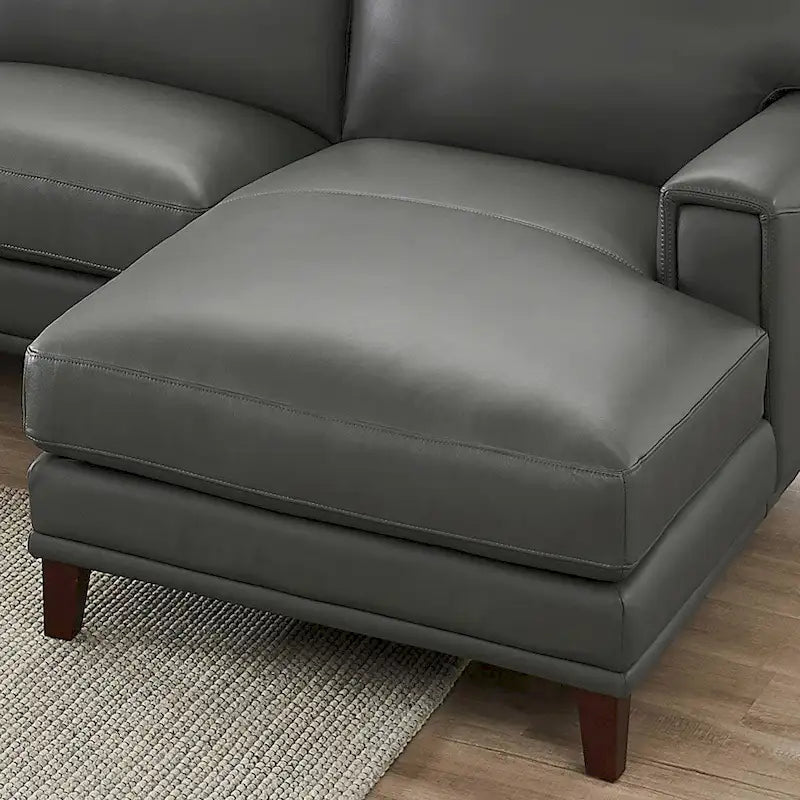 Ecksofa mit Ottomane aus Spaltleder