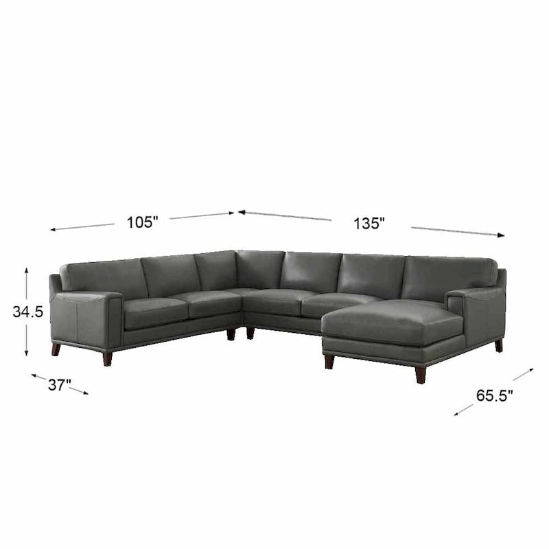 Ecksofa mit Ottomane aus Spaltleder