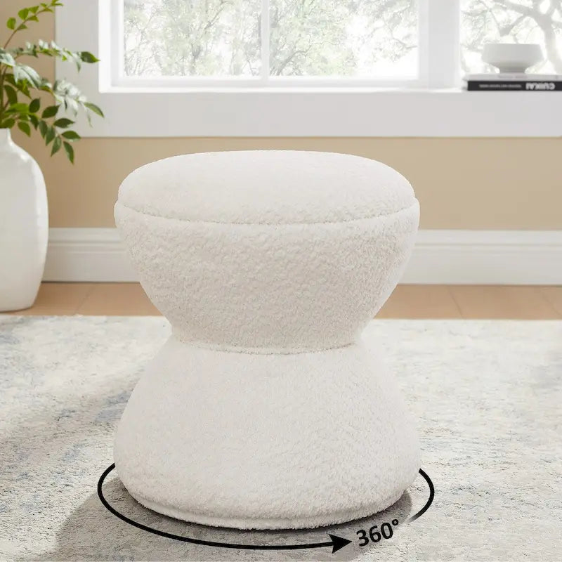 Bouclé gepolsterter drehbarer Ottoman Pouf für das Wohnzimmer