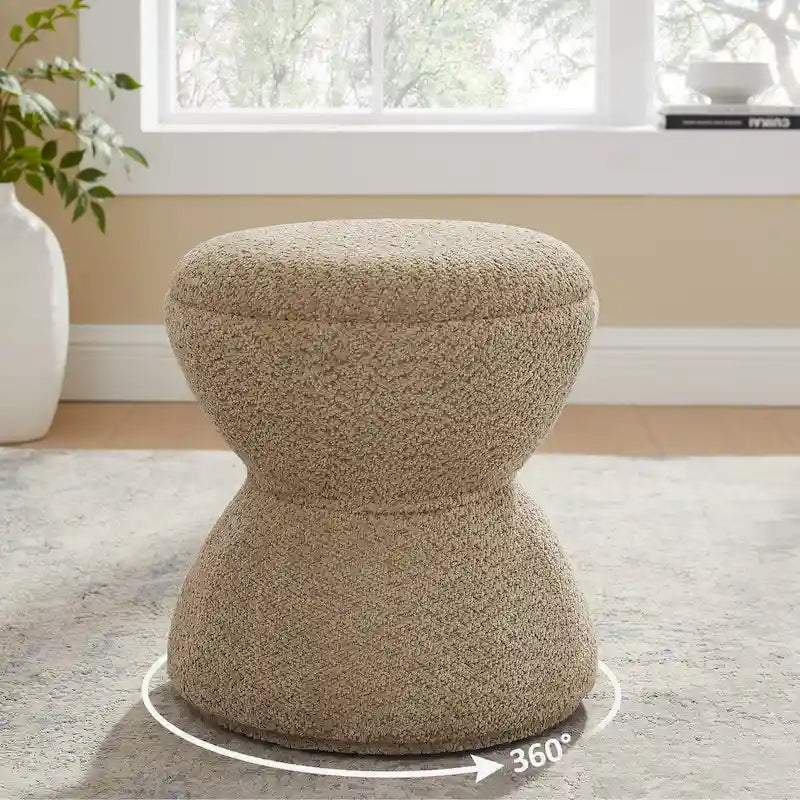 Bouclé gepolsterter drehbarer Ottoman Pouf für das Wohnzimmer