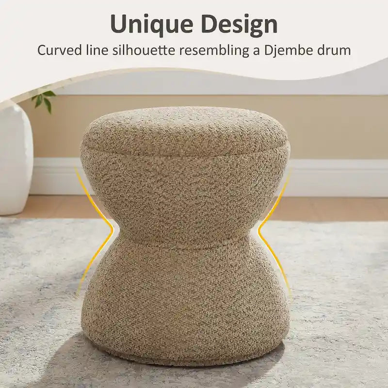 Bouclé gepolsterter drehbarer Ottoman Pouf für das Wohnzimmer