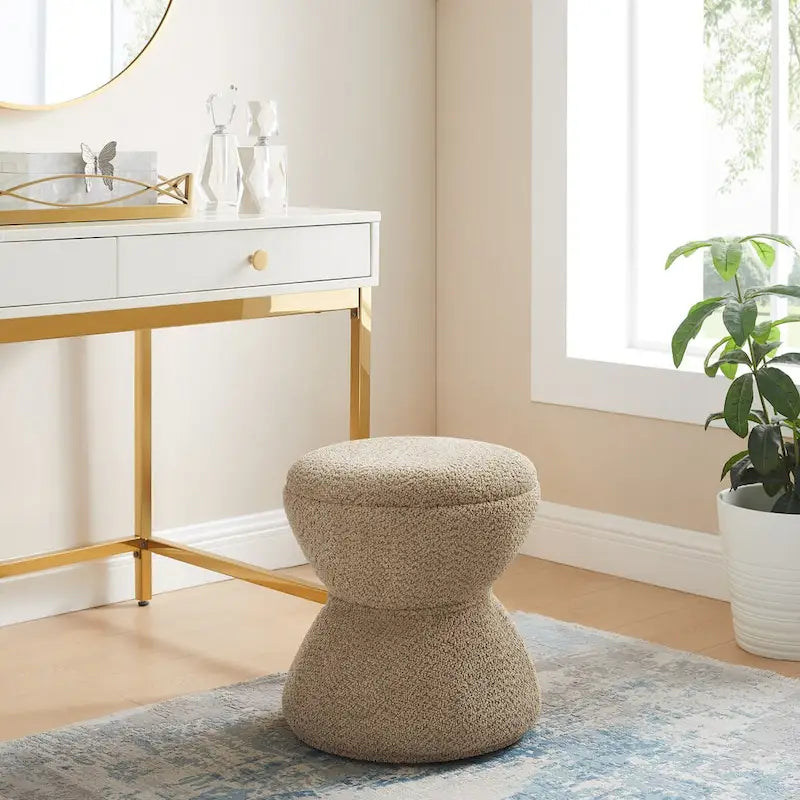 Bouclé gepolsterter drehbarer Ottoman Pouf für das Wohnzimmer