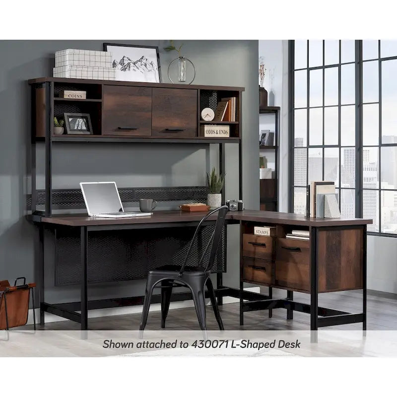Großer Bürotisch-Aufsatz mit verstellbaren Einlegeböden, Barrel Oak Finish