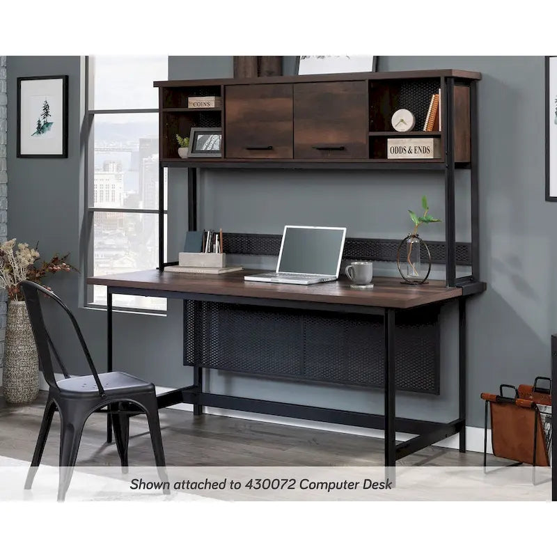 Großer Bürotisch-Aufsatz mit verstellbaren Einlegeböden, Barrel Oak Finish