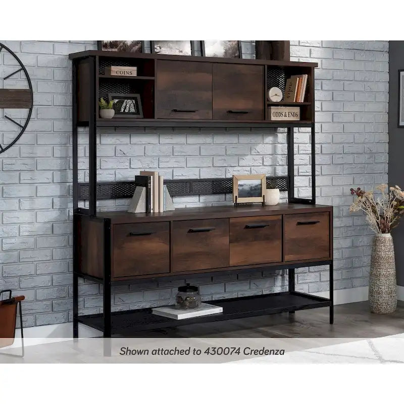 Großer Bürotisch-Aufsatz mit verstellbaren Einlegeböden, Barrel Oak Finish