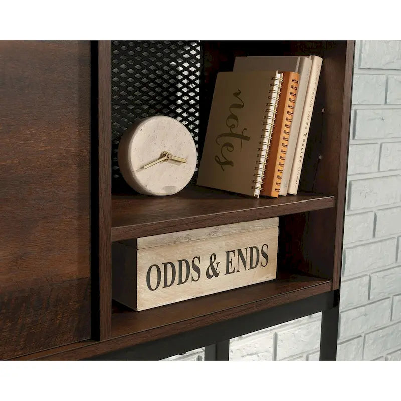 Großer Bürotisch-Aufsatz mit verstellbaren Einlegeböden, Barrel Oak Finish