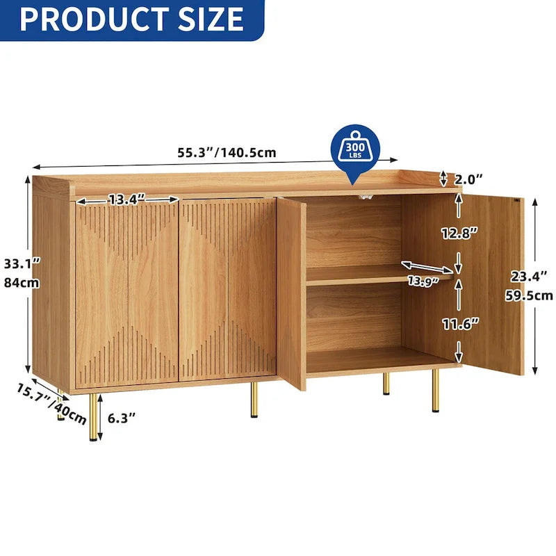 Doppelseitiges Sideboard-Buffet mit 4 Türen und Ablagefach