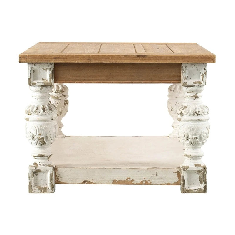 Rechteckiger Couchtisch aus Holz, Couchtisch im französischen Landhausstil
