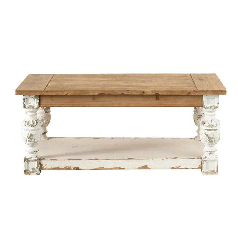 Rechteckiger Couchtisch aus Holz, Couchtisch im französischen Landhausstil