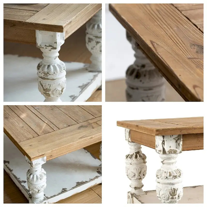Rechteckiger Couchtisch aus Holz, Couchtisch im französischen Landhausstil