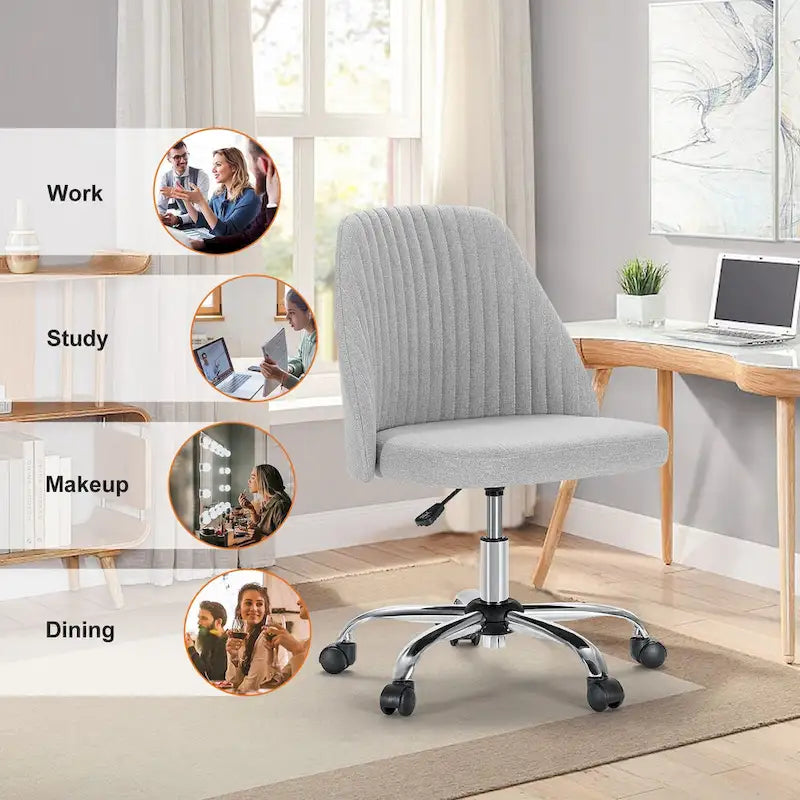 Armloser Home Office Schreibtischstuhl mit Rollen für kleine Räume
