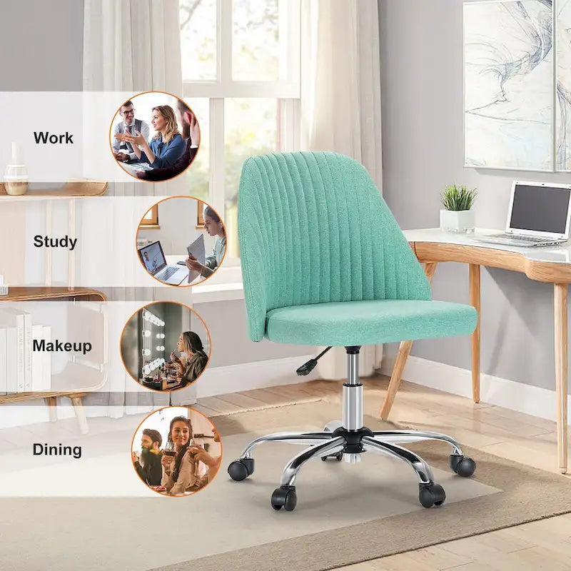 Armloser Home Office Schreibtischstuhl mit Rollen für kleine Räume