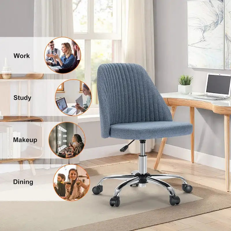 Armloser Home Office Schreibtischstuhl mit Rollen für kleine Räume