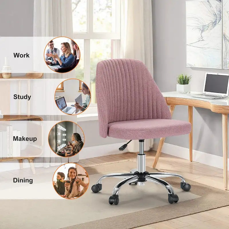 Armloser Home Office Schreibtischstuhl mit Rollen für kleine Räume